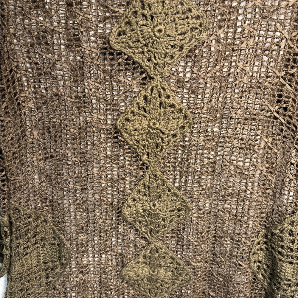 Boho Crochet Knit Women’s Top in Olive - Picture 7 of 7